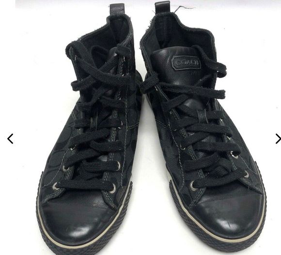 Coach Franca Black Signature C Canvas High Top Sneakers Size 9B - Picture 1 of 3